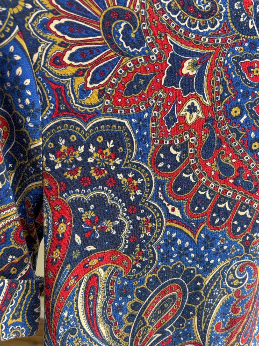 Lauren Ralph Lauren paisley stretch cotton boatneck top, large - Picture 9 of 9